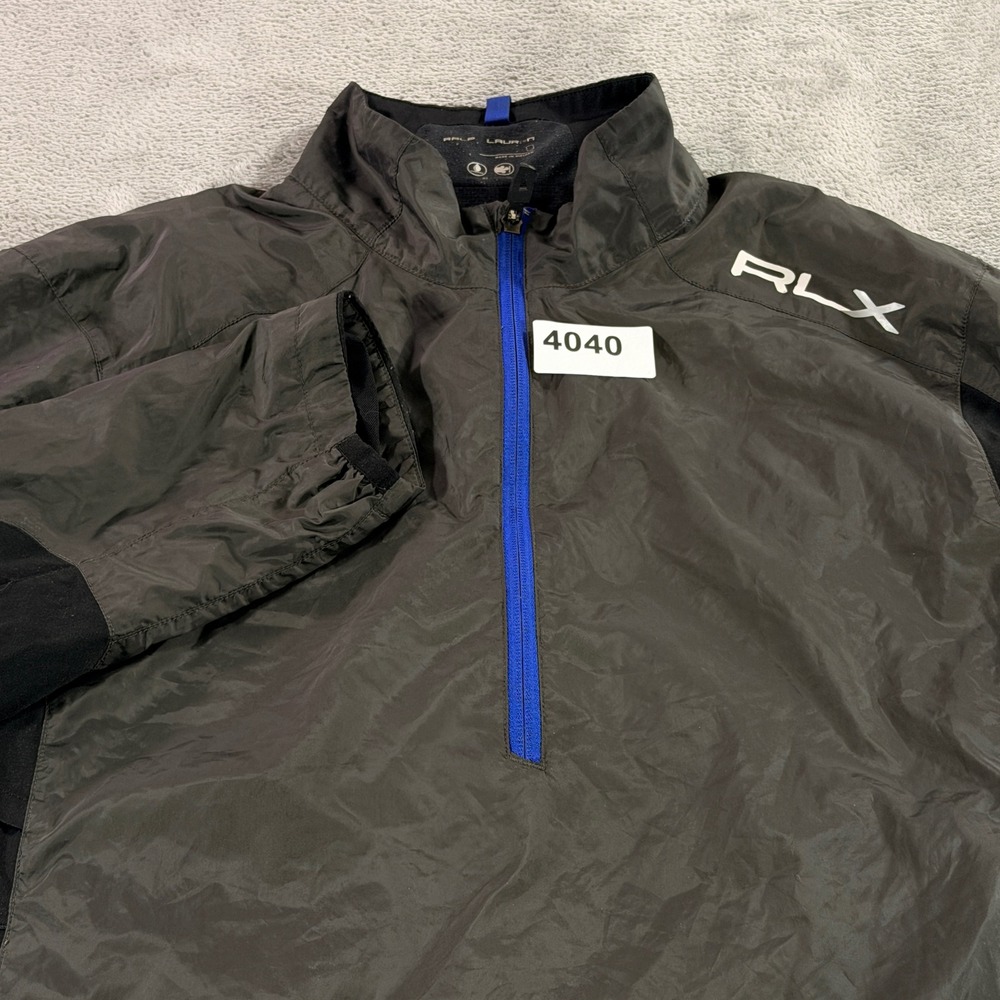RLX Ralph Lauren Pullover Men XL Grey Blue Quarter Zip Windbreaker Jacket